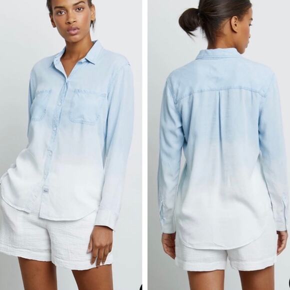 Rails Carter Light Vintage Dip Dye Ombre Tencel Button Up Top Size XS - Picture 7 of 16